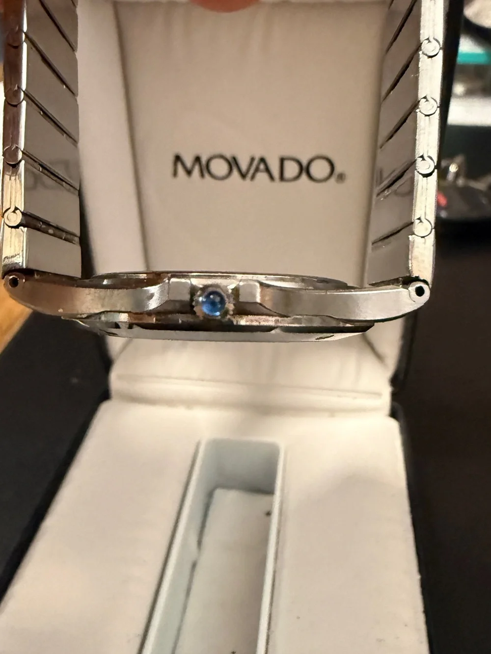 Movado Silver Unisex Stainless Steel Watch with small White Dial